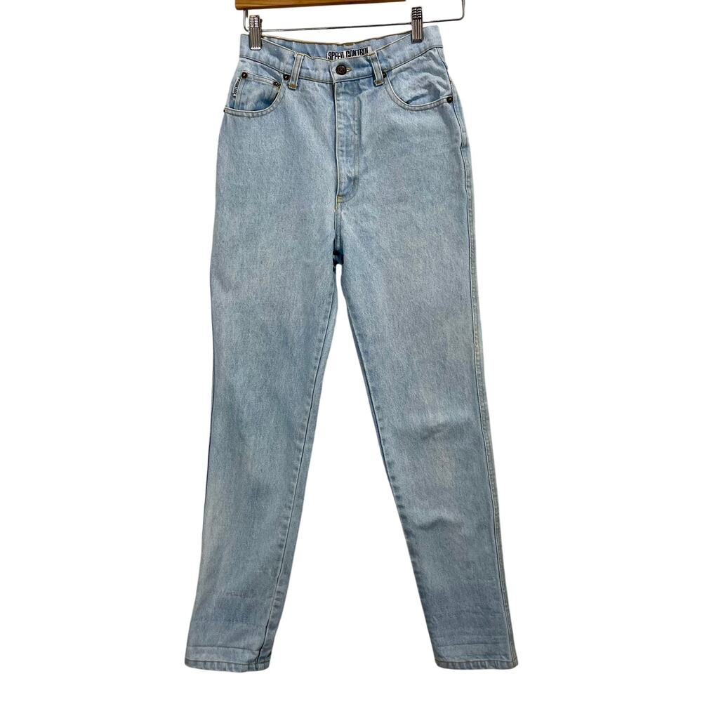 Vintage 1990s Speed Control Mom Jeans High Rise Tapered Leg 26x30 Light Wash